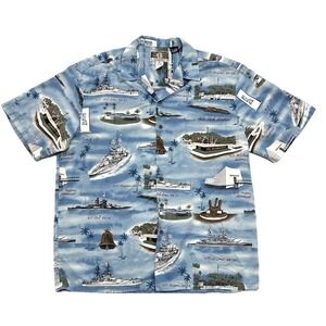 KALAHEO‎ Men's Shirt WW2 Pearl Harbor USS Oklahoma Utah Arizona Hawaiian XL USA